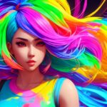 Mulher com cabelos coloridos