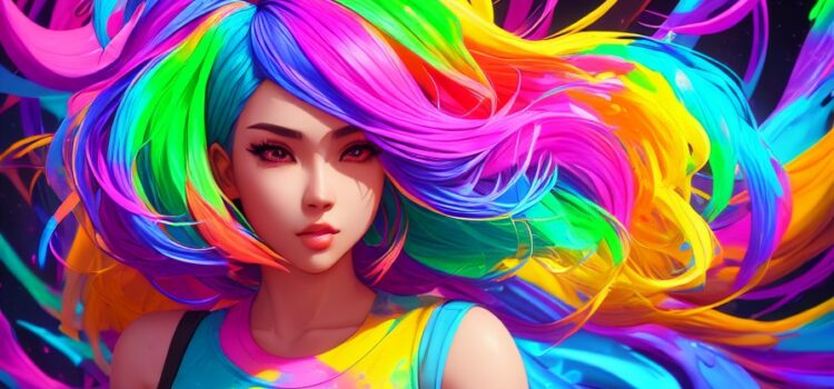 Mulher com cabelos coloridos